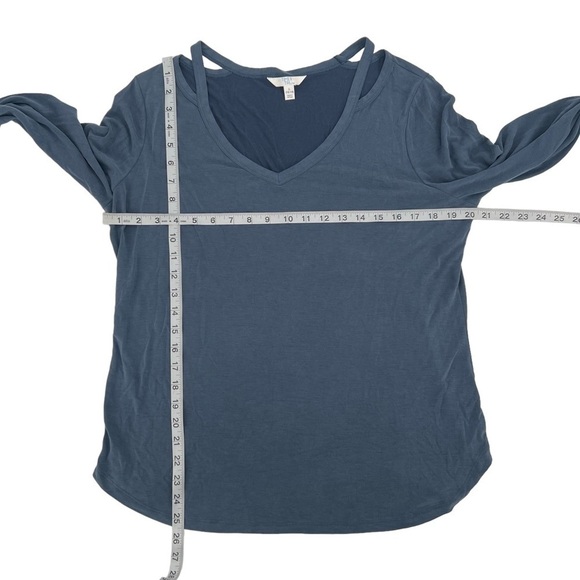 NWT Time And Tru Blue V-Neck Semi Fitted Long Sleeve Blouse Size Large Women’s - Picture 4 of 4